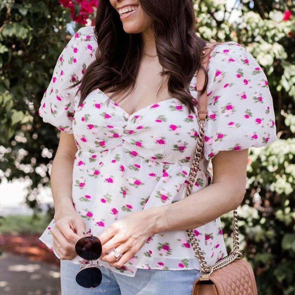 💥SOLD💥BuddyLove Blakely Peplum Short Sleeve Top - Calla Lily - Picture 4 of 13